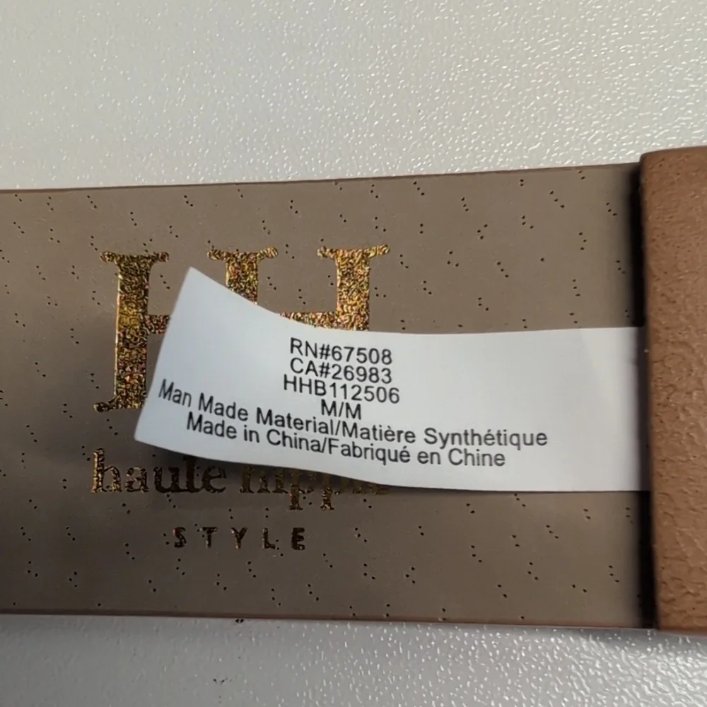Haute Hippie Tan Vegan Leather Embroidered Belt Size M NWOT